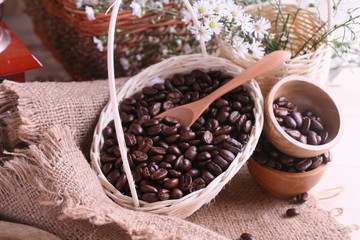 Coffee beans in basket