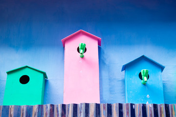 Badminton shuttle and racket for decoration of sports ground