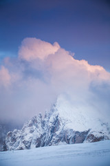 Fototapeta na wymiar Beautiful Winter at Alpe di Siusi, Seiser Alm - Italy - Holiday background for Christmas.