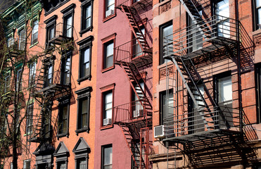 New York City East village buildings with fire escapes