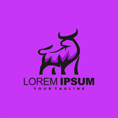 awesome standing bull logo design