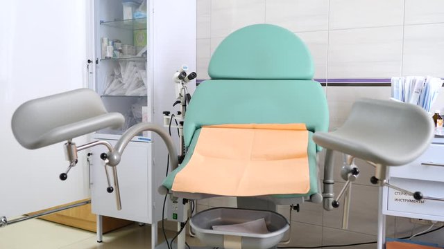 Interior Of A Gynaecologist Consulting Room. Gynecological Examination Chair.