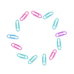 Stationary paperclips isolated on white background