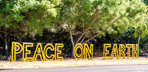 Peace on Earth Sign in a public park - 296158743