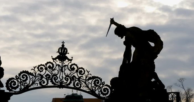 Europe, Czech Republic, Prague Castle the Royal Residence - Fighting Giants, Time Lapse