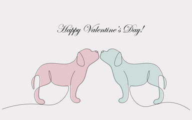 Valentines day background with cute puppy love design, vector illustration