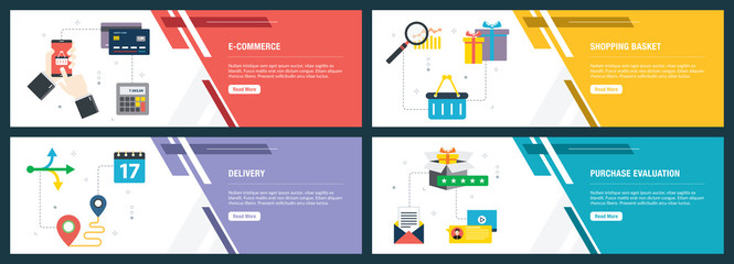 E-commerce, shopping basket, delivery and evalualition.