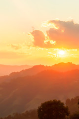 Wonderful mountain view at sunset.