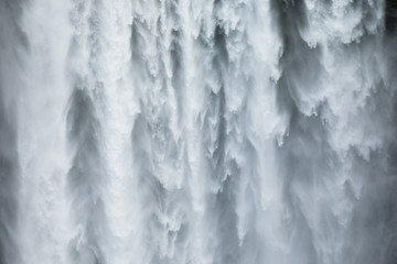 Close-uo of Skogafoss waterfall in Iceland, Europe.