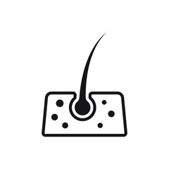 Hair in skin icon, Dermatology vector icon.