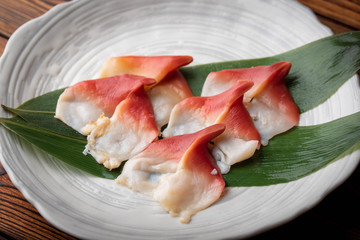 hokkigai, japanese surf clam for sushi