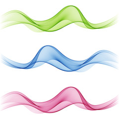 Set of abstract color wave. Color smoke wave. Transparent color wave. Blue, pink, green wave.