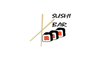 Sushi logo fish food japan restaurant. Japanese seafood logo asian dinner.