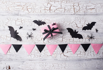 Pink and black decoration for Halloween