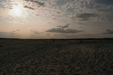 Last walk before sunset Błęd&oacute;w desert in Poland the biggest from all Europe sunrise