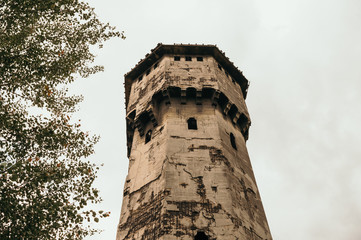 Fototapeta na wymiar Huta Uthemanna wáter tower old industrial abandoned in Katowice Poland
