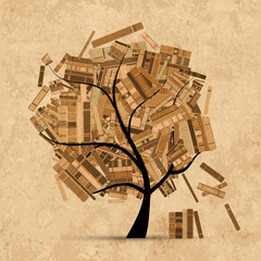 Library tree with books for your design