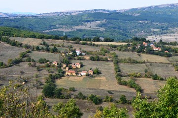 Fototapeta na wymiar landscape of a small village on a hill