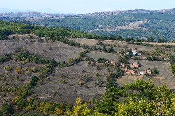 Fototapeta na wymiar landscape of a small village on a hill