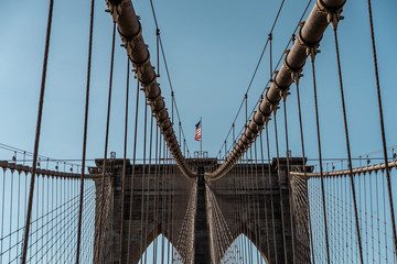 Obraz premium Brooklyn bridge New York city image, sunrise image of the New York Brooklyn bridge