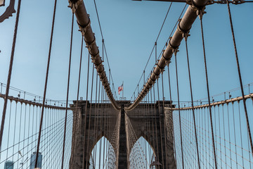 Brooklyn bridge New York city image, sunrise image of the New York Brooklyn bridge