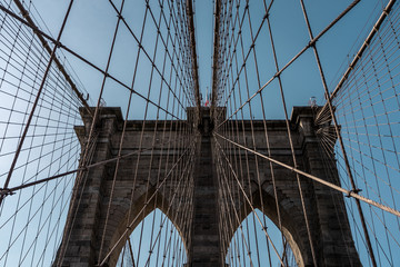 Brooklyn bridge New York city image, sunrise image of the New York Brooklyn bridge