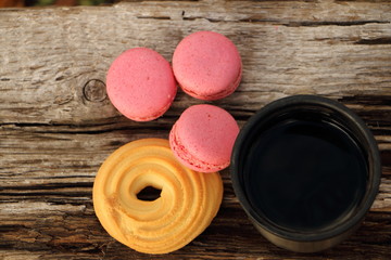 autumn picnic tea with cookies and macaroons