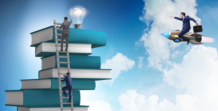 Education concept with books and people