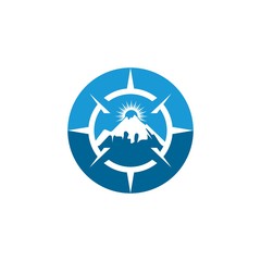 Mountain adventure logo design. Compass icon symbol