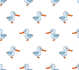 Vector seamless pattern with blue ducks