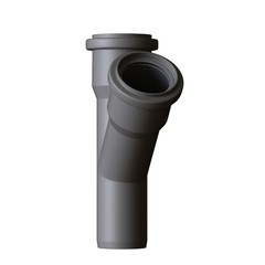 Plastic sewer pipe grey on white background, isolated. 3D rendering of excellent quality in high resolution. It can be enlarged and used as a background or texture.