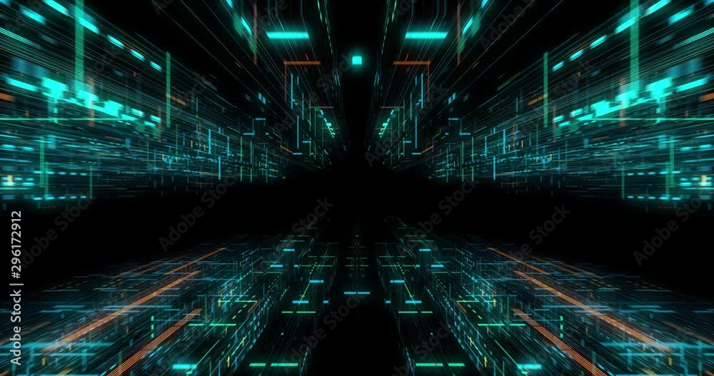 Poster quantum computer environment with digital technology, processing unit of an advanced artificial inte