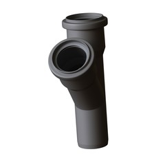 Plastic sewer pipe grey on white background, isolated. 3D rendering of excellent quality in high resolution. It can be enlarged and used as a background or texture.