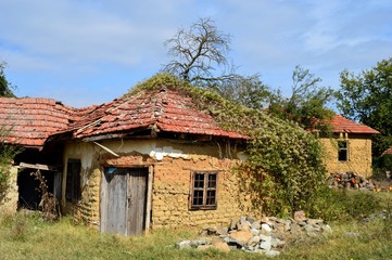 an old, abandoned village house