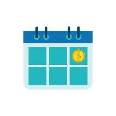 Isolated coin and calendar icon flat vector design