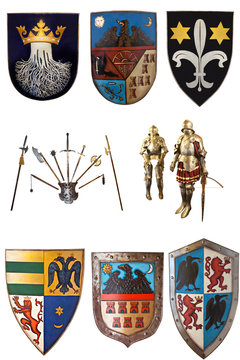 Various coats of arms and weapons