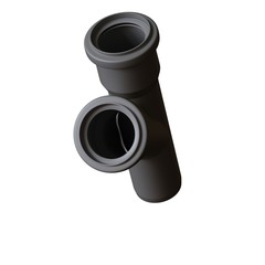 Plastic sewer pipe grey on white background, isolated. 3D rendering of excellent quality in high resolution. It can be enlarged and used as a background or texture.