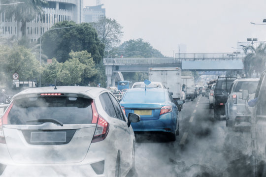 Air pollution from the exhaust gas of cars
