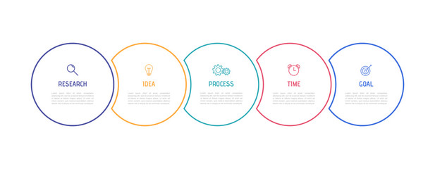 Business process infographic template. Thin line design with numbers 5 options or steps. Vector illustration graphic design