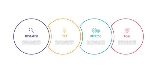 Business process infographic template. Thin line design with numbers 4 options or steps. Vector illustration graphic design