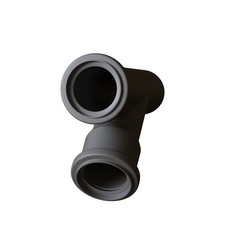 Plastic sewer pipe grey on white background, isolated. 3D rendering of excellent quality in high resolution. It can be enlarged and used as a background or texture.