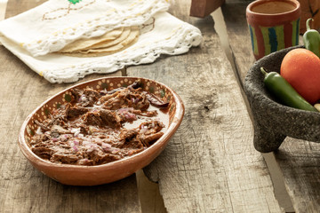 Mexican food. Plate of birria.