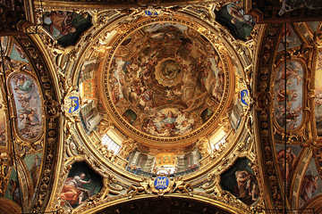 Cupola dome  of Santissima Annunziata del Vastato, Catholic church in Genoa, Italy