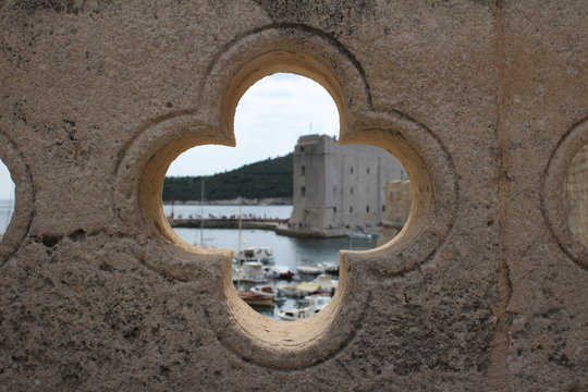 The port of Dubrovnik as seen from the bridge over the Ploce Gate, near the Dominican priory.