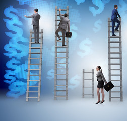 Concept of inequal career opportunities between man woman