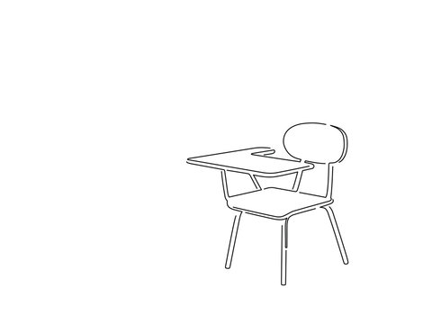 School desk isolated line drawing, vector illustration design. Education collection.