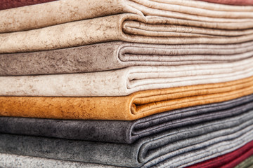 Stack of various textile materials