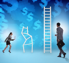 Concept of inequal career opportunities between man woman