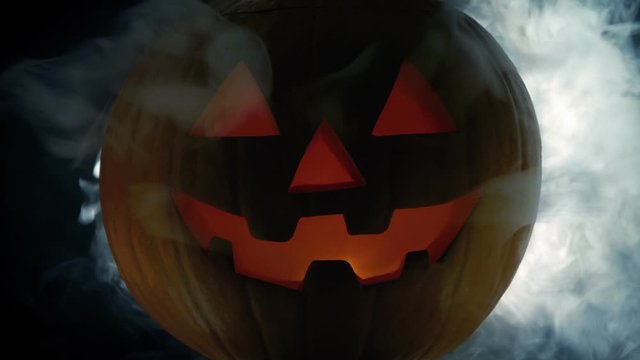 Smoke Billowing Face Of Halloween Pumpkin