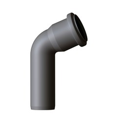 Plastic sewer pipe grey on white background, isolated. 3D rendering of excellent quality in high resolution. It can be enlarged and used as a background or texture.